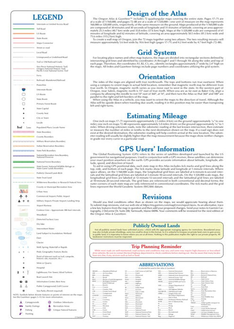 Oregon Atlas & Gazetteer Legend Preview 1