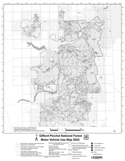 Gifford Pinchot National Forest Motor Vehicle Use Map Preview 1