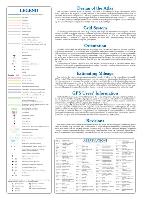 Maryland/Delaware Atlas & Gazetteer Legend Preview 1