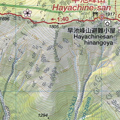 Hayachine-san 早池峰山 Hiking Map (Tohoku, Japan) 1:25,000 Preview 3