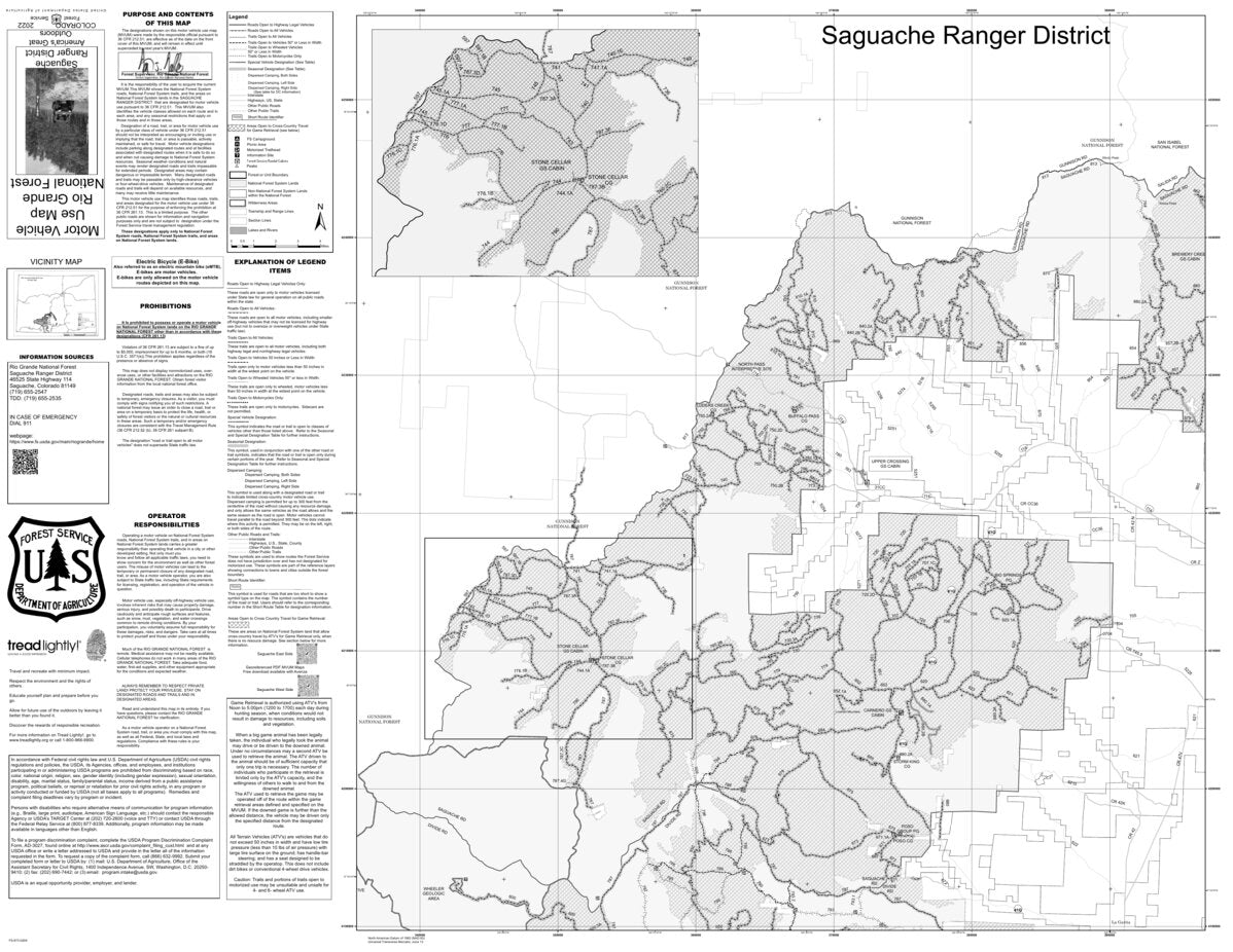 17380円 ホコモモラ Reves mapa（レヴェスマパ）逆さまの地図 Rio Grande NF - Saguache Ranger District (West Half) - MVUM Map by