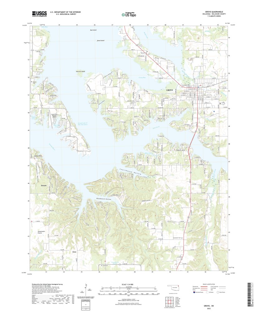 Grove, OK (2022, 24000-Scale) Map by United States Geological