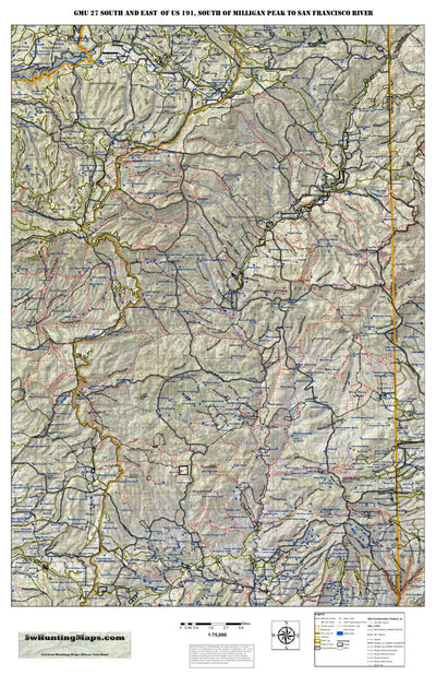 Arizona GMU 27 South & East Poster 1:75,000 Area Map Preview 1