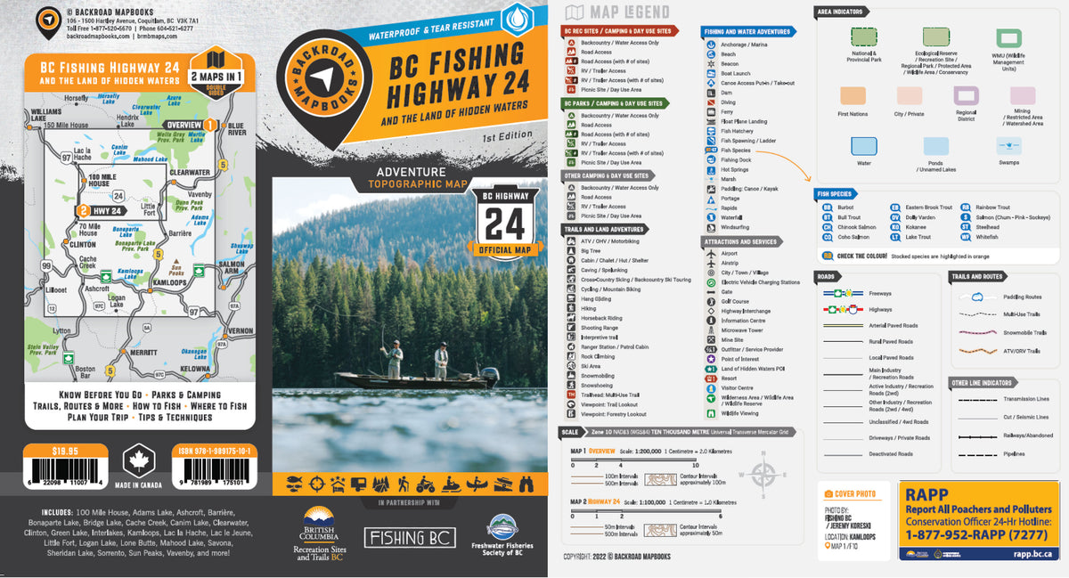 BC Fishing Highway 24 and Hidden Waters Recreation Map (BC Rec Map ...