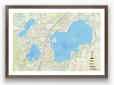 Wind Lake, Waubeesee Lake, and Long Lake in Racine County, Wisconsin Preview 1