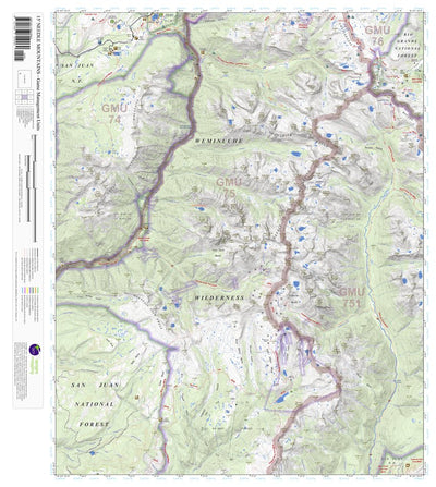 Needle Mountains, Colorado 15 Minute Topographic Map - Game Management Units Preview 1