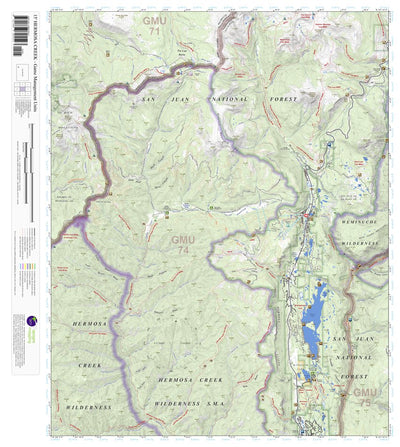 Hermosa Creek, Colorado 15 Minute Topographic Map - Game Management Units Preview 1