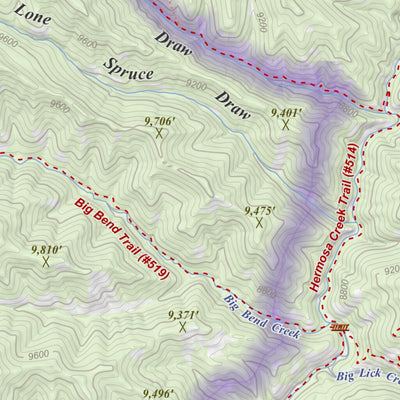 Hermosa Creek, Colorado 15 Minute Topographic Map - Game Management Units Preview 3