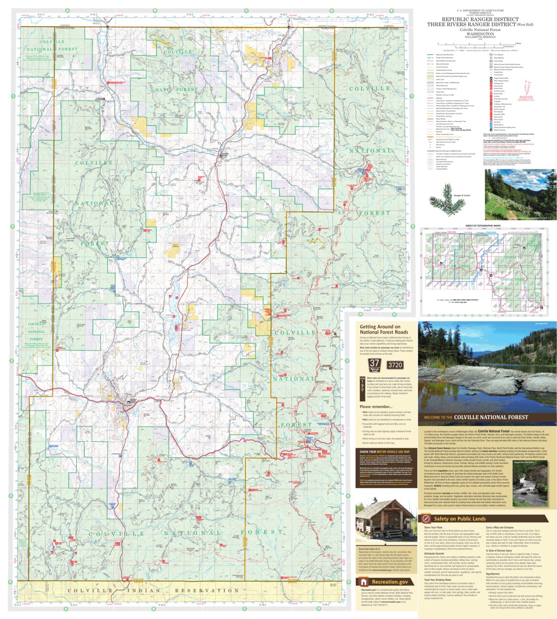 Republic-Three Rivers Ranger District Map West by US Forest Service R6 ...