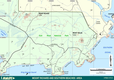 WalkGPS - Mount Richard and southern beaches Walk Area - Gull Rock National Park Preview 1