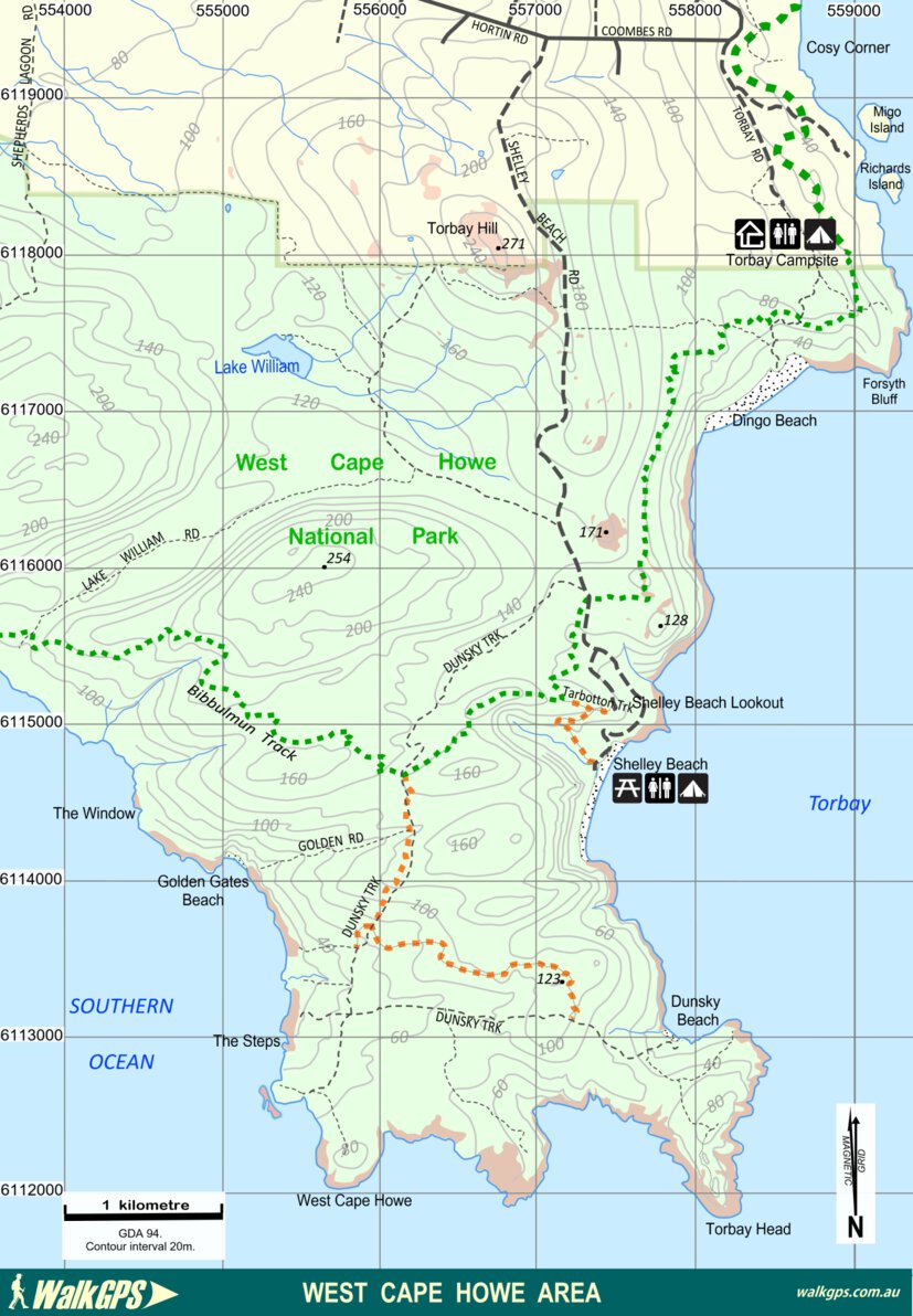 WalkGPS - West Cape Howe Walk Area Map by WalkGPS | Avenza Maps
