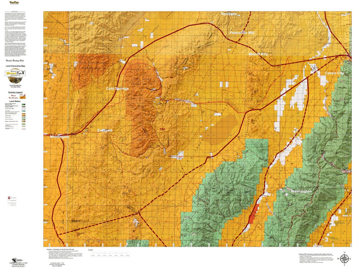 Nevada Unit 184 Land Ownership Map by Nevada HuntData LLC | Avenza Maps