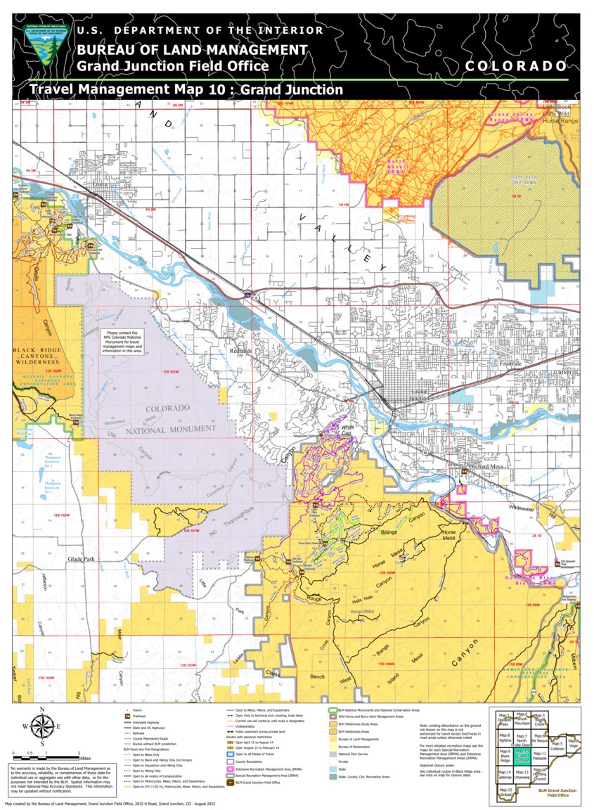 BLM CO GJFO Travel Management Map 10 Grand Junction by Bureau of Land ...