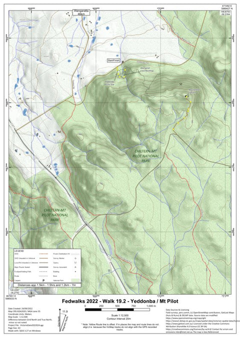 FedWalks2022 - Walk19.2 Map2/2 - Yeddonba / Mt Pilot Preview 1