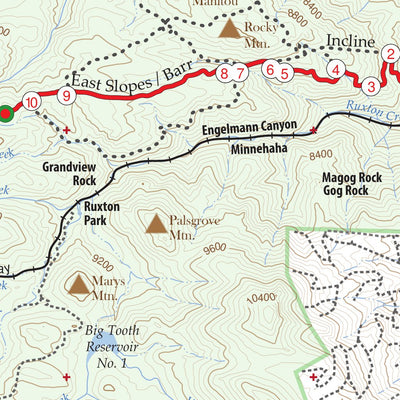 Pikes Peak Hiking/Climbing Map - Front Range 14er Preview 3