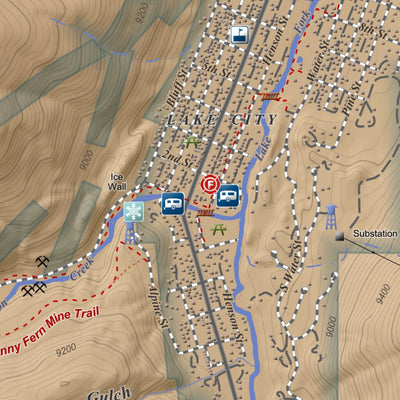 Lake City, Colorado 7.5 Minute Topographic Map - Color Hillshade Preview 3