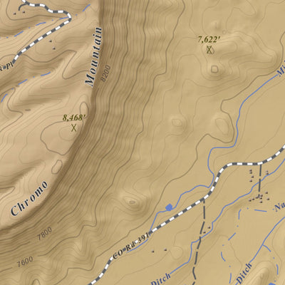Chromo, Colorado 7.5 Minute Topographic Map - Color Hillshade Preview 3