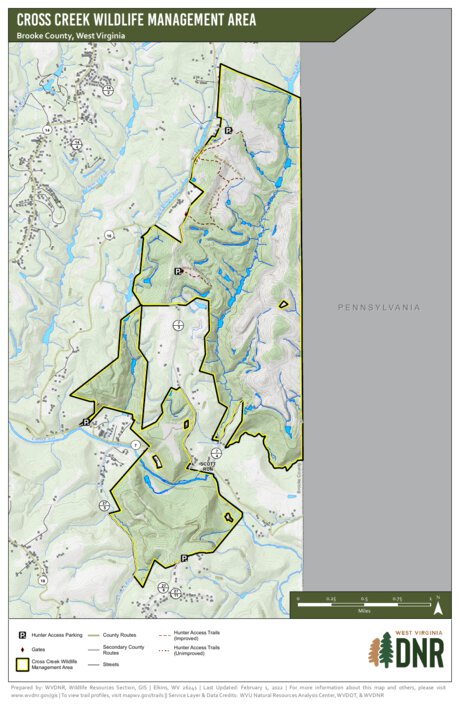 Cross Creek Wildlife Management Area Map by WV Division of Natural