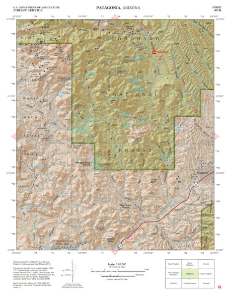Coronado National Forest Quadrangle: PATAGONIA Preview 1