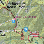Oku-shirane-san (Nikko Shirane-san) 奥白根山 (日光白根山) Hiking Map (Kanto, Japan) 1:25,000 Preview 3