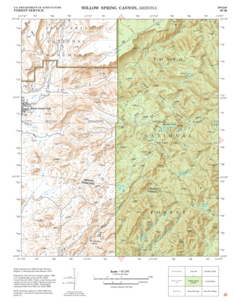 Tonto National Forest Quadrangle: WILLOW SPRING CANYON Preview 1