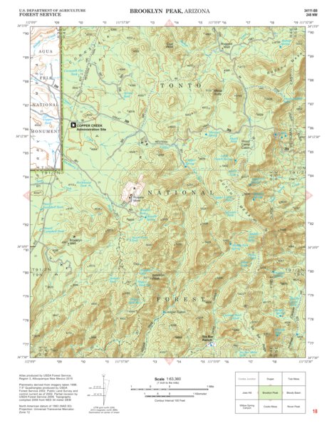 Tonto National Forest Quadrangle: BROOKLYN PEAK Preview 1