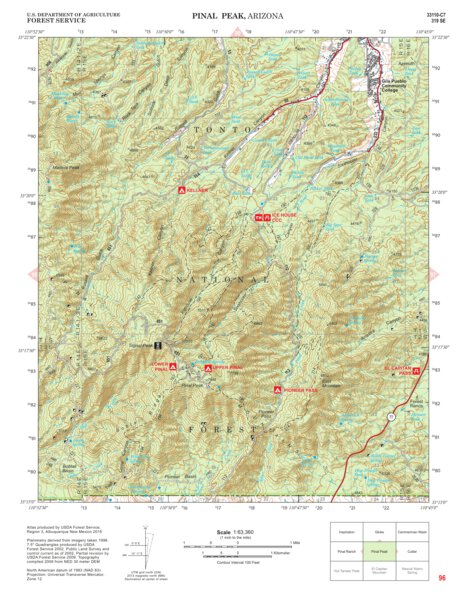 Tonto National Forest Quadrangle: PINAL PEAK Preview 1