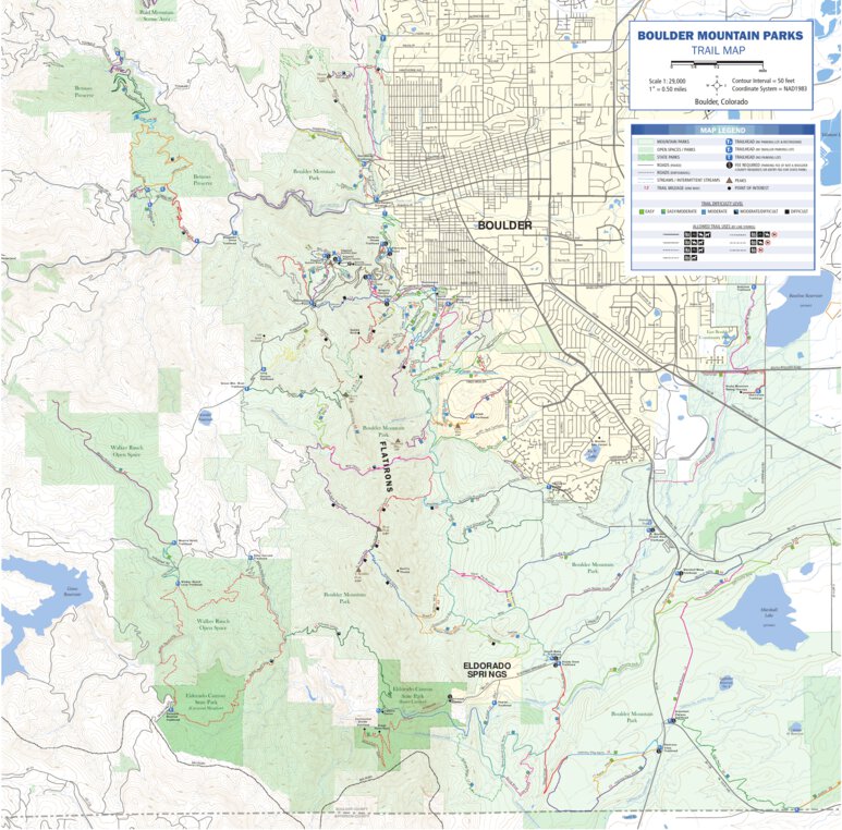 Boulder Ice Ranch Map Boulder - Mountain Parks, Open Spaces & Eldorado Canyon State Park Map ...
