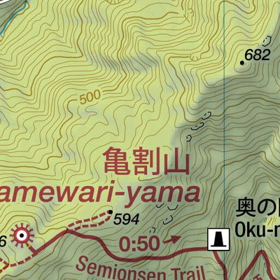Kamewari-yama 亀割山 Hiking Map (Tohoku, Japan) 1:25,000 Preview 2