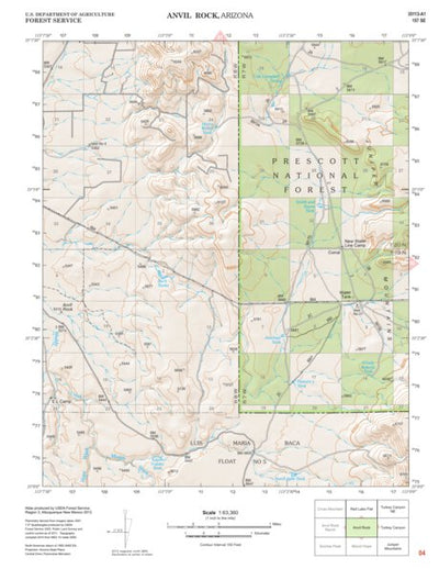 Prescott National Forest Quadrangle: ANVIL ROCK Preview 1