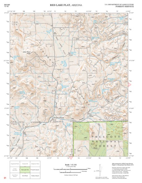 Prescott National Forest Quadrangle: RED LAKE FLAT Preview 1