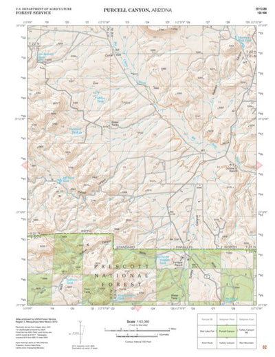Prescott National Forest Quadrangle: PURCELL CANYON Preview 1