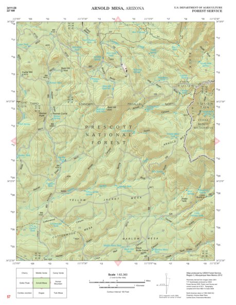 Prescott National Forest Quadrangle: ARNOLD MESA Preview 1