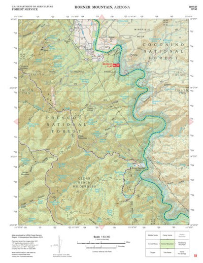 Prescott National Forest Quadrangle: HORNER MOUNTAIN Preview 1