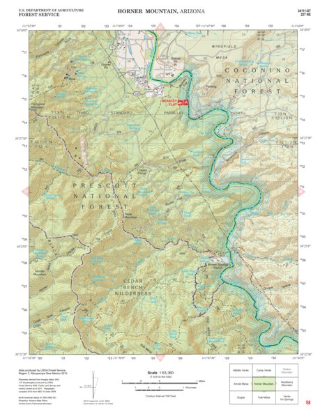 Prescott National Forest Quadrangle: HORNER MOUNTAIN Preview 1