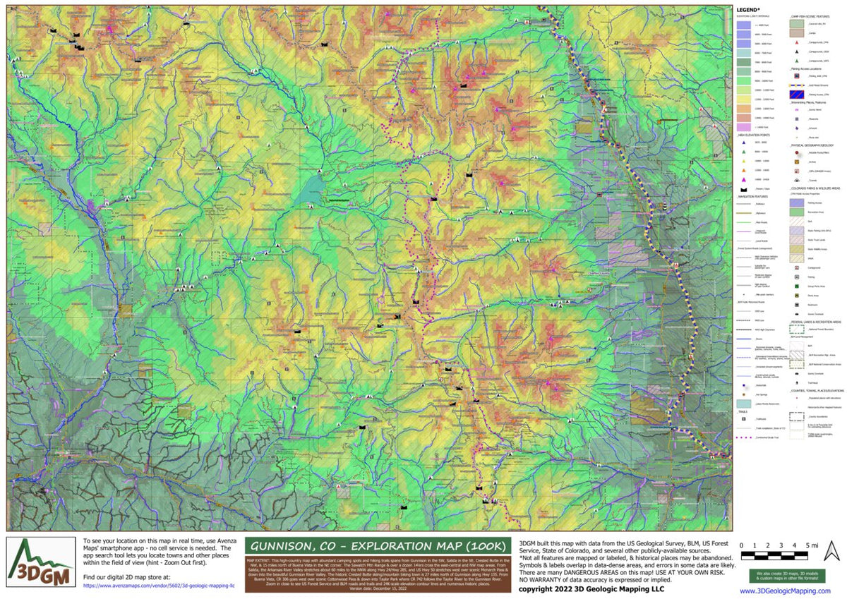 Gunnison, CO Exploration Map for Sightseeing by 3D Geologic Mapping LLC ...