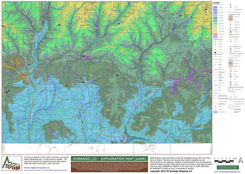 Durango, CO Exploration Map for Sightseeing Preview 1