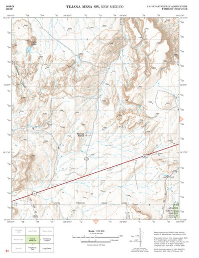 Gila National Forest Quadrangle Map: pg 01 Tejana Mesa SW Preview 1