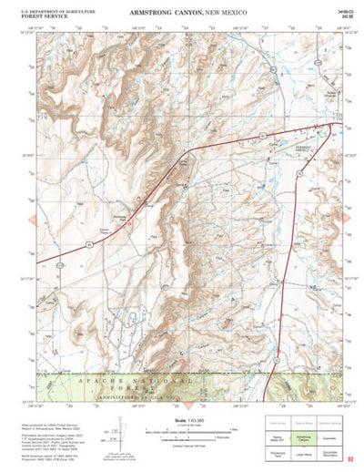 Gila National Forest Quadrangle Map: pg 02 Armstrong Canyon Preview 1