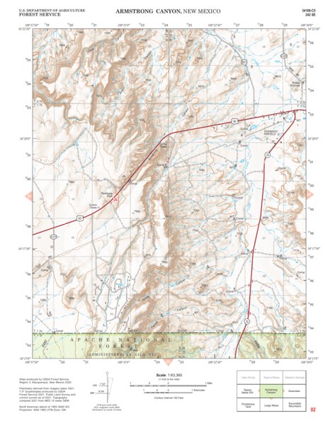 Gila National Forest Quadrangle Map: pg 02 Armstrong Canyon Preview 1