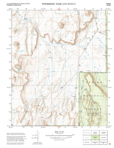 Gila National Forest Quadrangle Map: pg 04 Ponderosa Tank Preview 1
