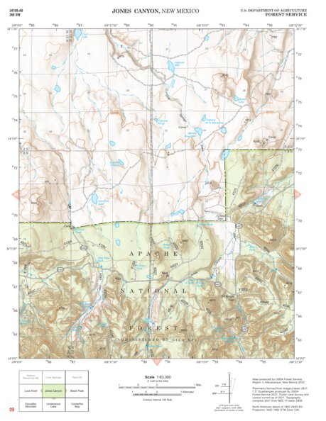 Gila National Forest Quadrangle Map: pg 09 Jones Canyon Preview 1