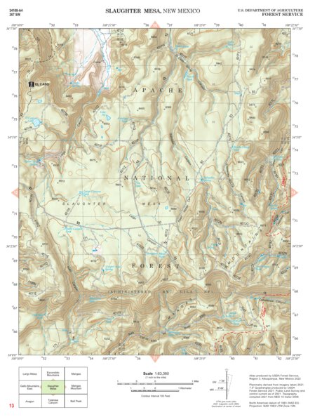 Gila National Forest Quadrangle Map: pg 13 Slaughter Mesa Preview 1