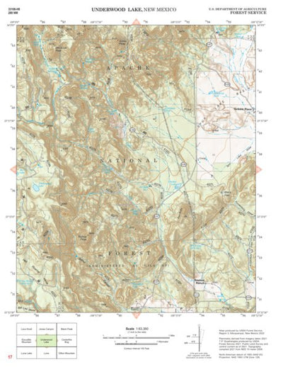 Gila National Forest Quadrangle Map: pg 17 Underwood Lake Preview 1