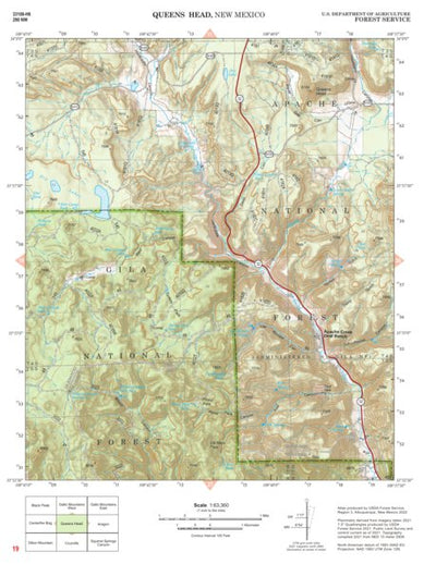 Gila National Forest Quadrangle Map: pg 19 Queens Head Preview 1