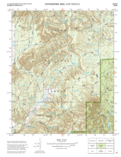 Gila National Forest Quadrangle Map: pg 18 Centerfire Bog Preview 1