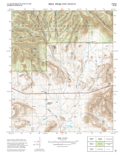 Gila National Forest Quadrangle Map: pg 22 Bell Peak Preview 1