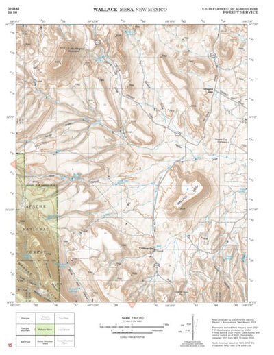 Gila National Forest Quadrangle Map: pg 15 Wallace Mesa Preview 1