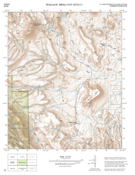 Gila National Forest Quadrangle Map: pg 15 Wallace Mesa Preview 1