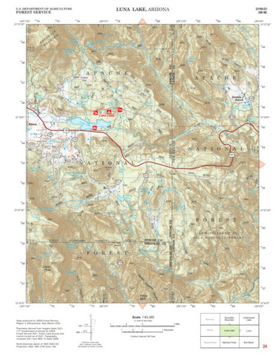 Gila National Forest Quadrangle Map: pg 24 Luna Lake Preview 1